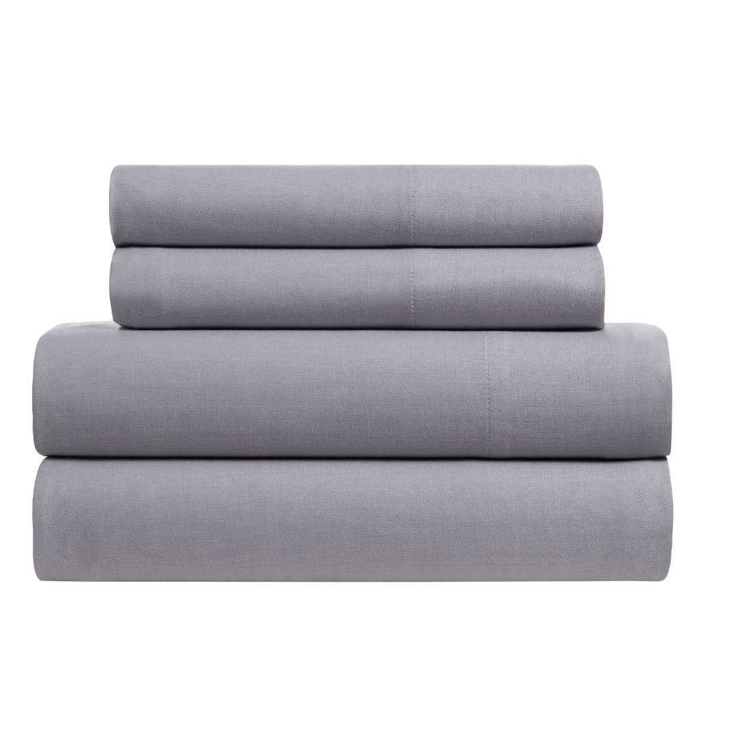 Kathy Ireland Herringbone Twill 4 Piece Cotton Rich Sheet Set by Bed Bath Fashions