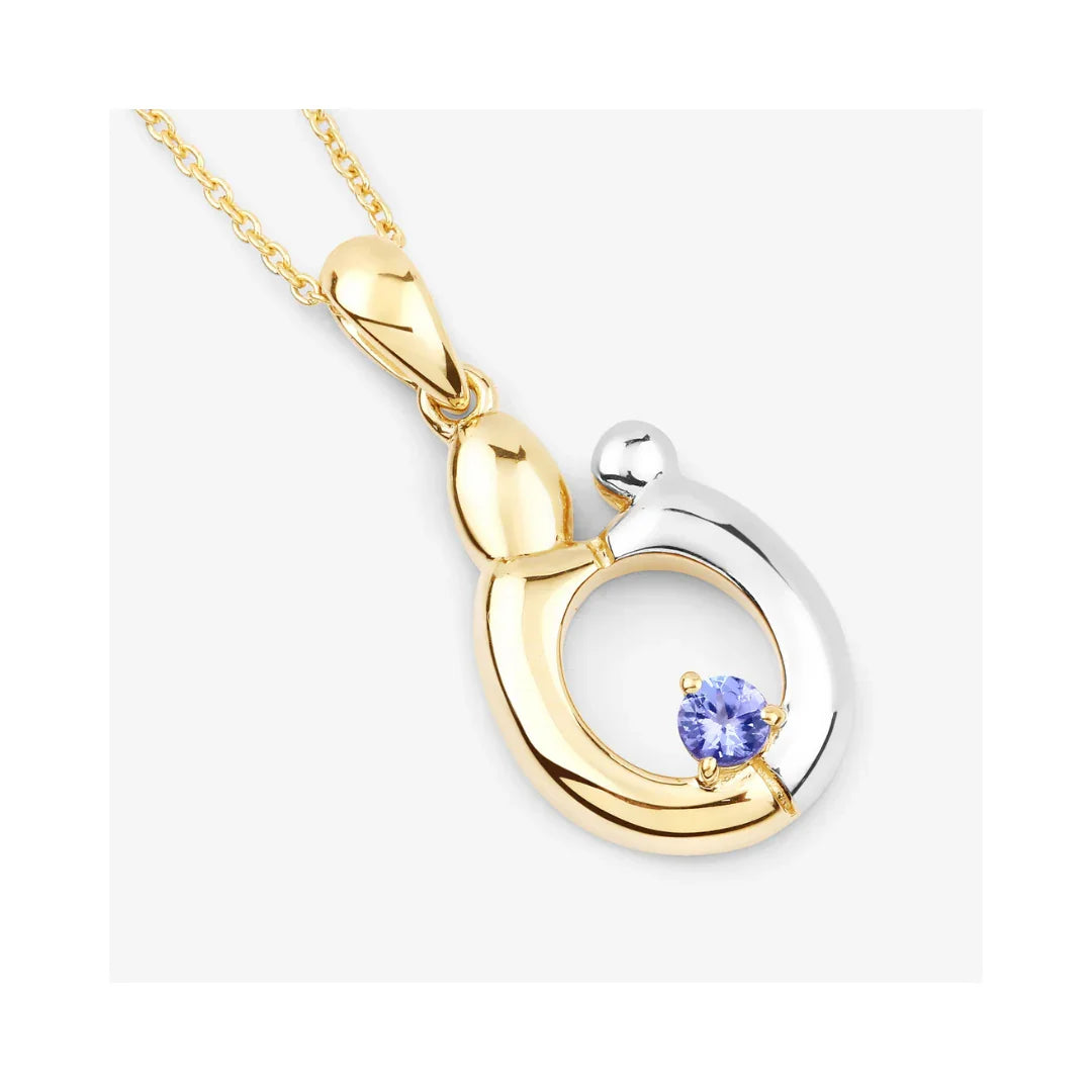 0.19 CTTW Heart Violet Tanzanite Prong Silver Mom Pendant Necklace