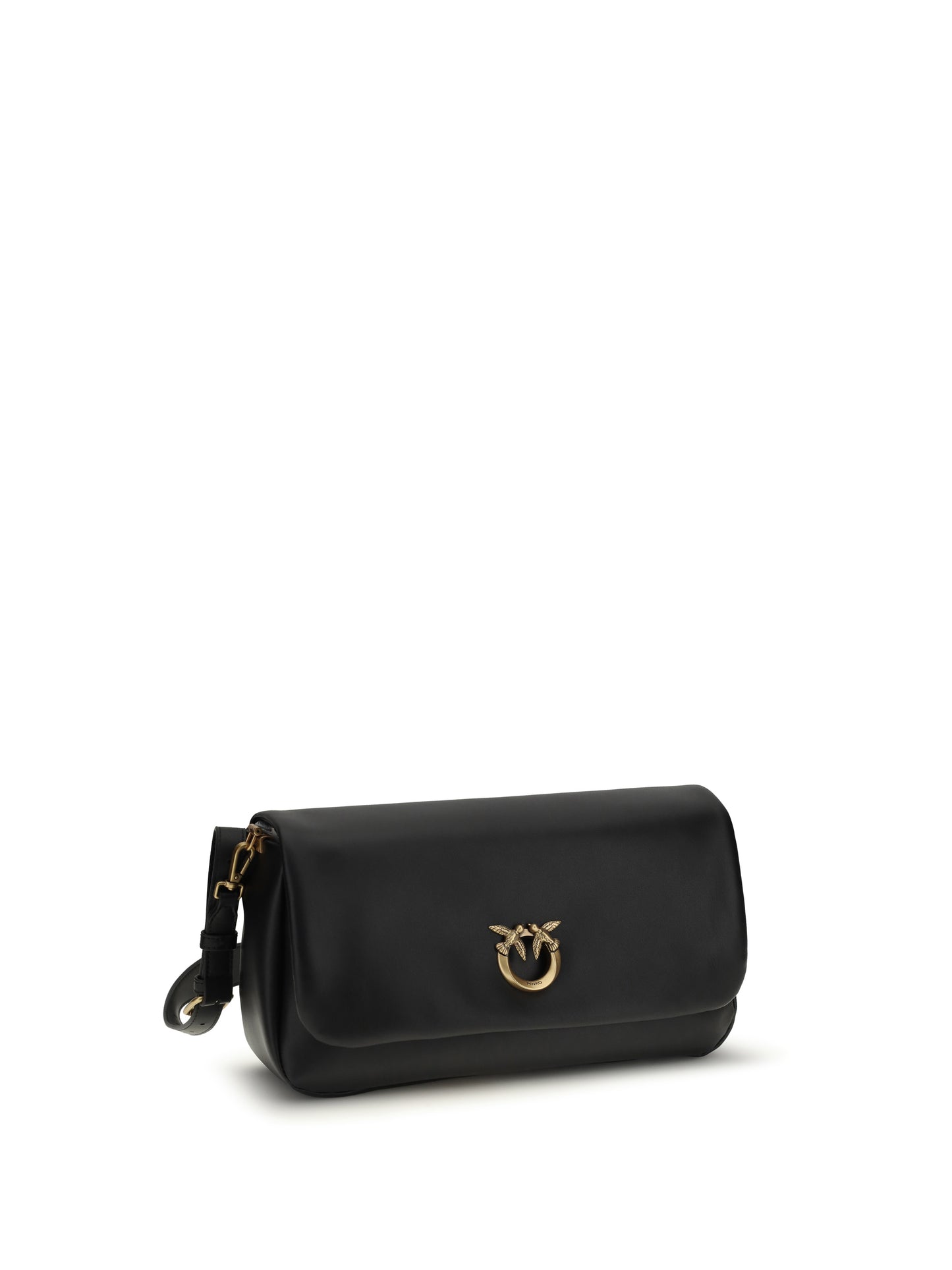 Baguette Shoulder Bag, Calf Leather, Black/Antique Gold