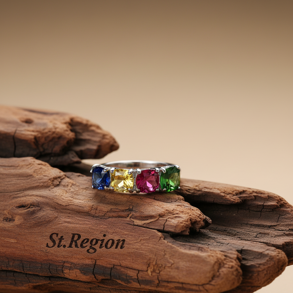Pink Crystal & Silvertone Adjustable Ring