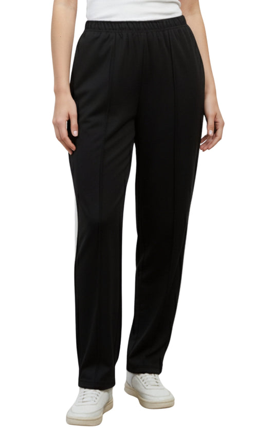 Womens Classic Poly Knit Pants - Pull On Slacks with Elastic Waist
