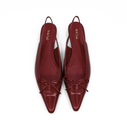 Montecito Slingback Kitten Heels - Burgundy