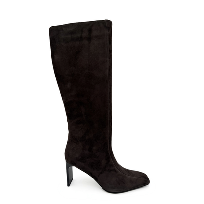 Mishel Suede Knee High Boots - Black