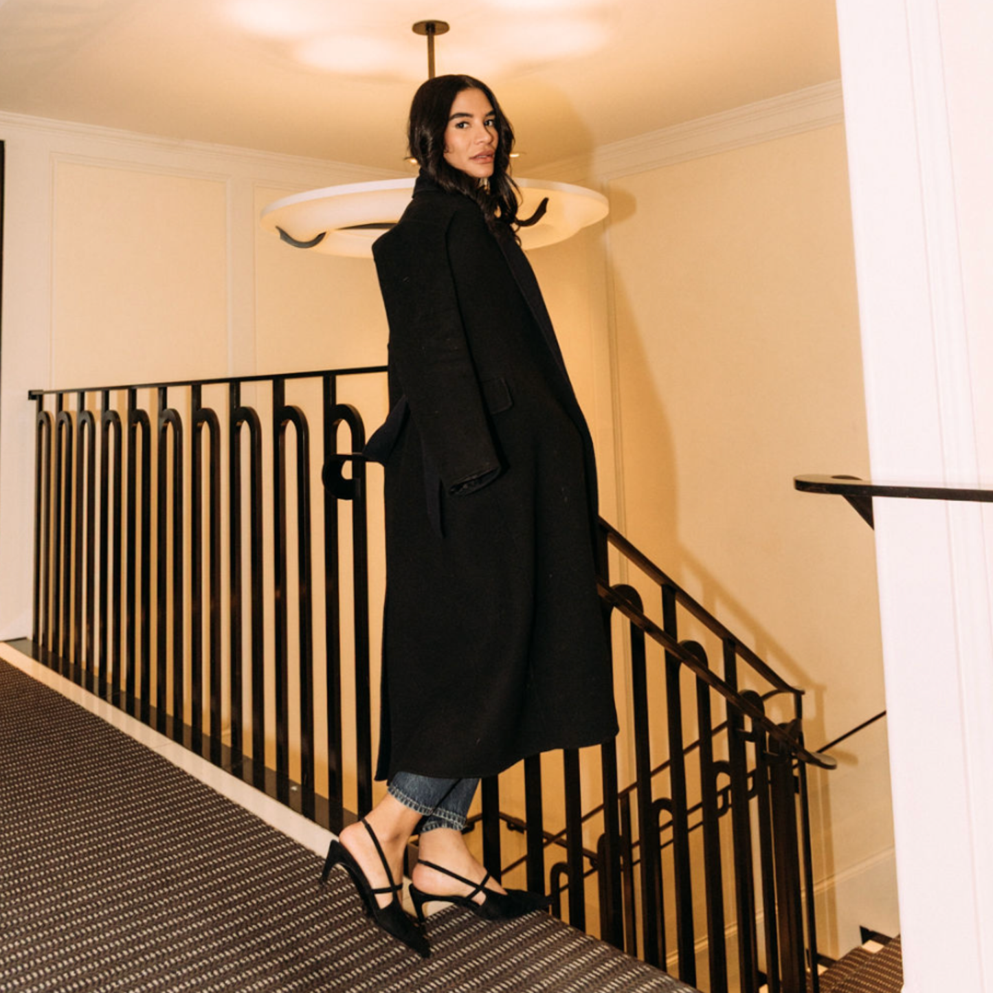 Connie Slingback Suede Heels - Black