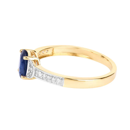1.95 Ct Oval Blue Sapphire Diamond Prong 10k Gold Pave Bridge Ring