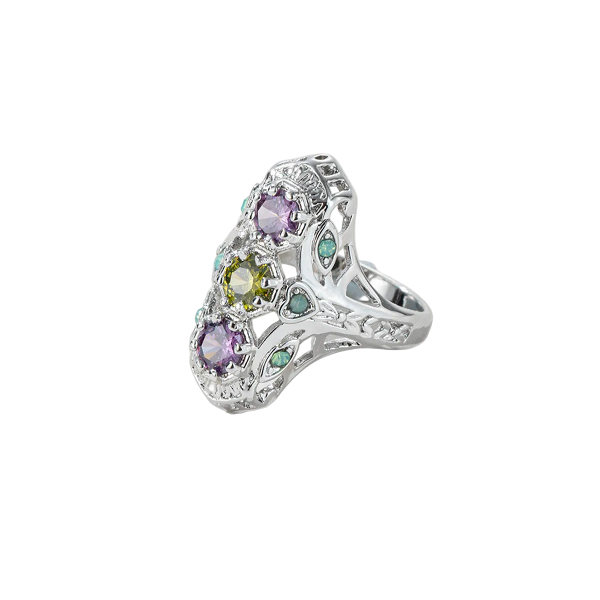 Pink & Yellow Crystal Cubic Zirconia-Accent Openwork Round-Cut Ring