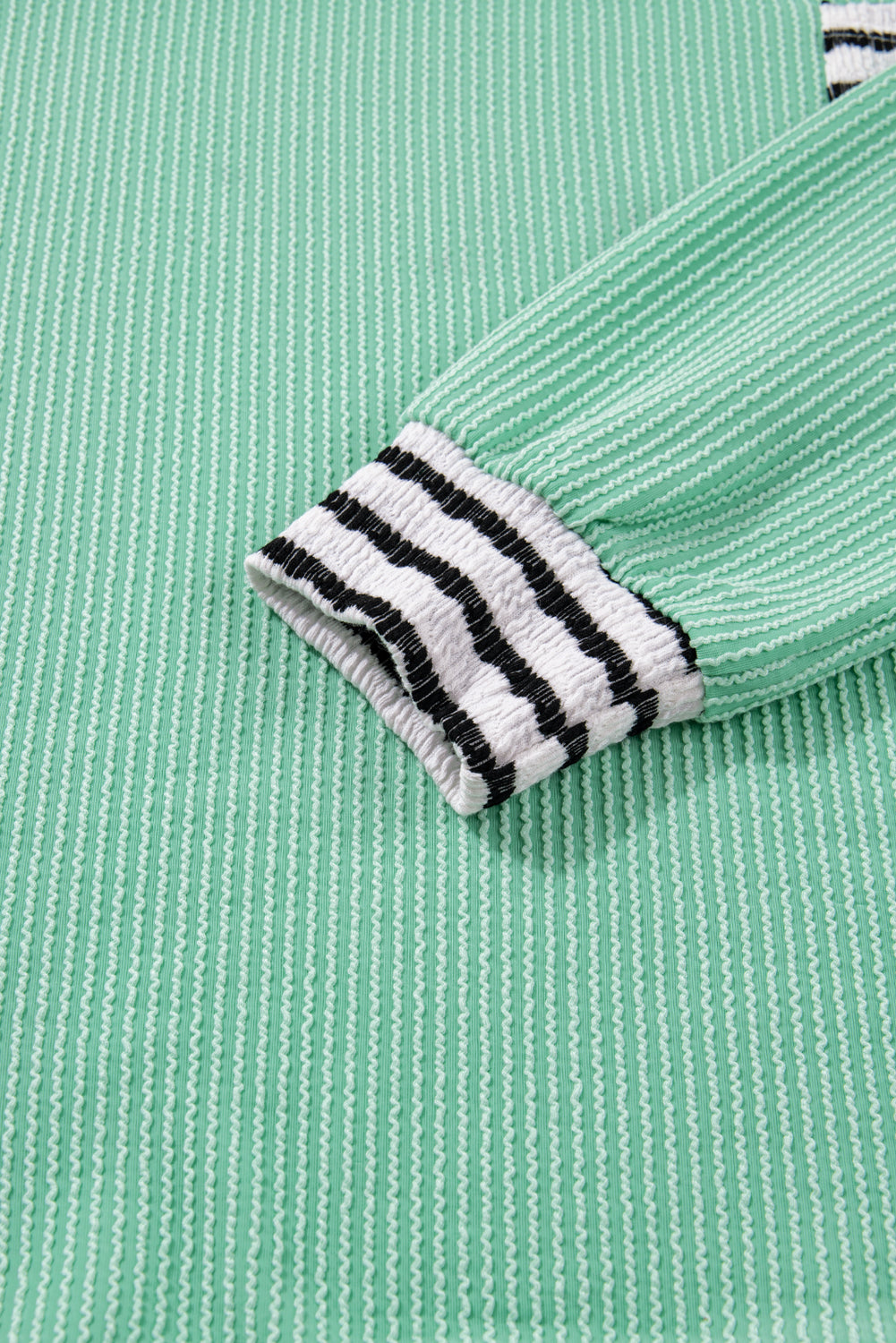 Threaded Pear Claire Contrast Striped Patchwork Long Sleeve Top