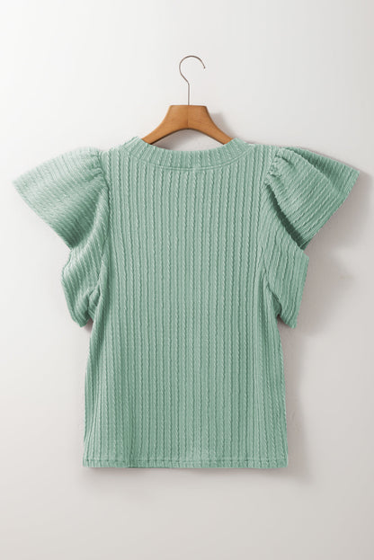 Threaded Pear Brynn Textured Flutter Sleeve Top