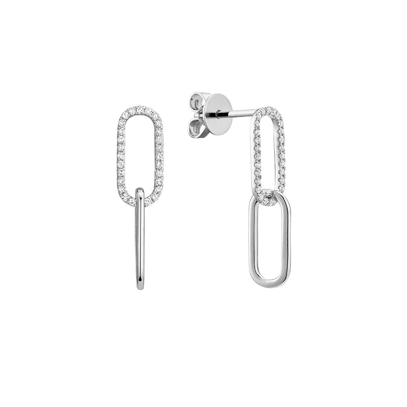 10k Gold Natural Diamond Paper-Clip Dangle Earrings