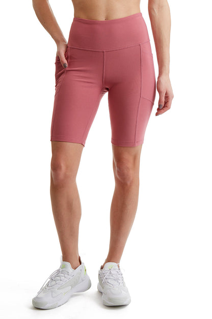 Turtle Bay New York Women's Compressed Double Knit Cycle Shorts in Polyester Blend Fabric with Side Phone Pockets