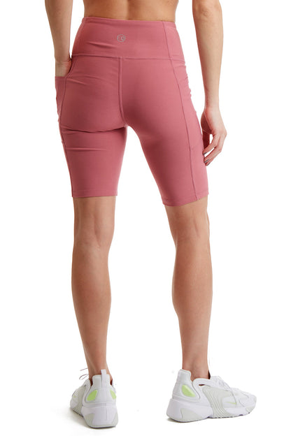 Turtle Bay New York Women's Compressed Double Knit Cycle Shorts in Polyester Blend Fabric with Side Phone Pockets