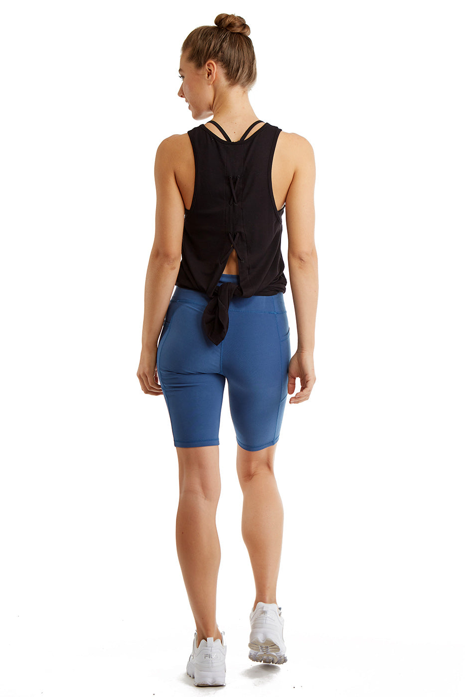 Turtle Bay New York Women's Compressed Double Knit Cycle Shorts in Polyester Blend Fabric with Side Phone Pockets