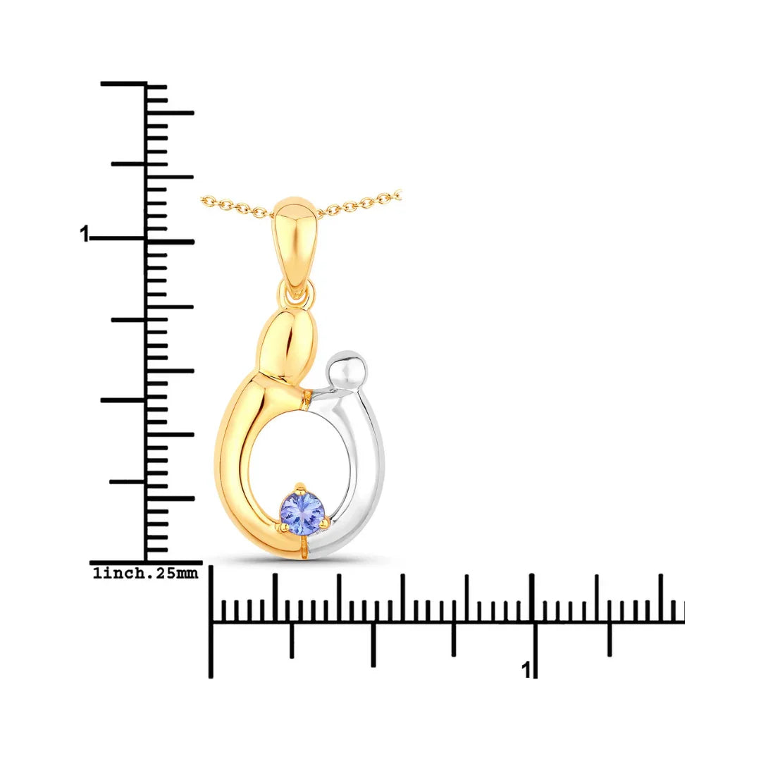 0.19 CTTW Heart Violet Tanzanite Prong Silver Mom Pendant Necklace