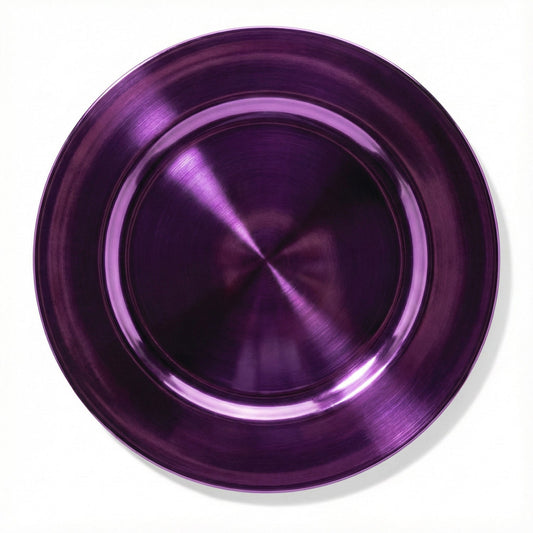 Jay Companies Purple Metallic Round 13"D Charger Plates Set Of 12