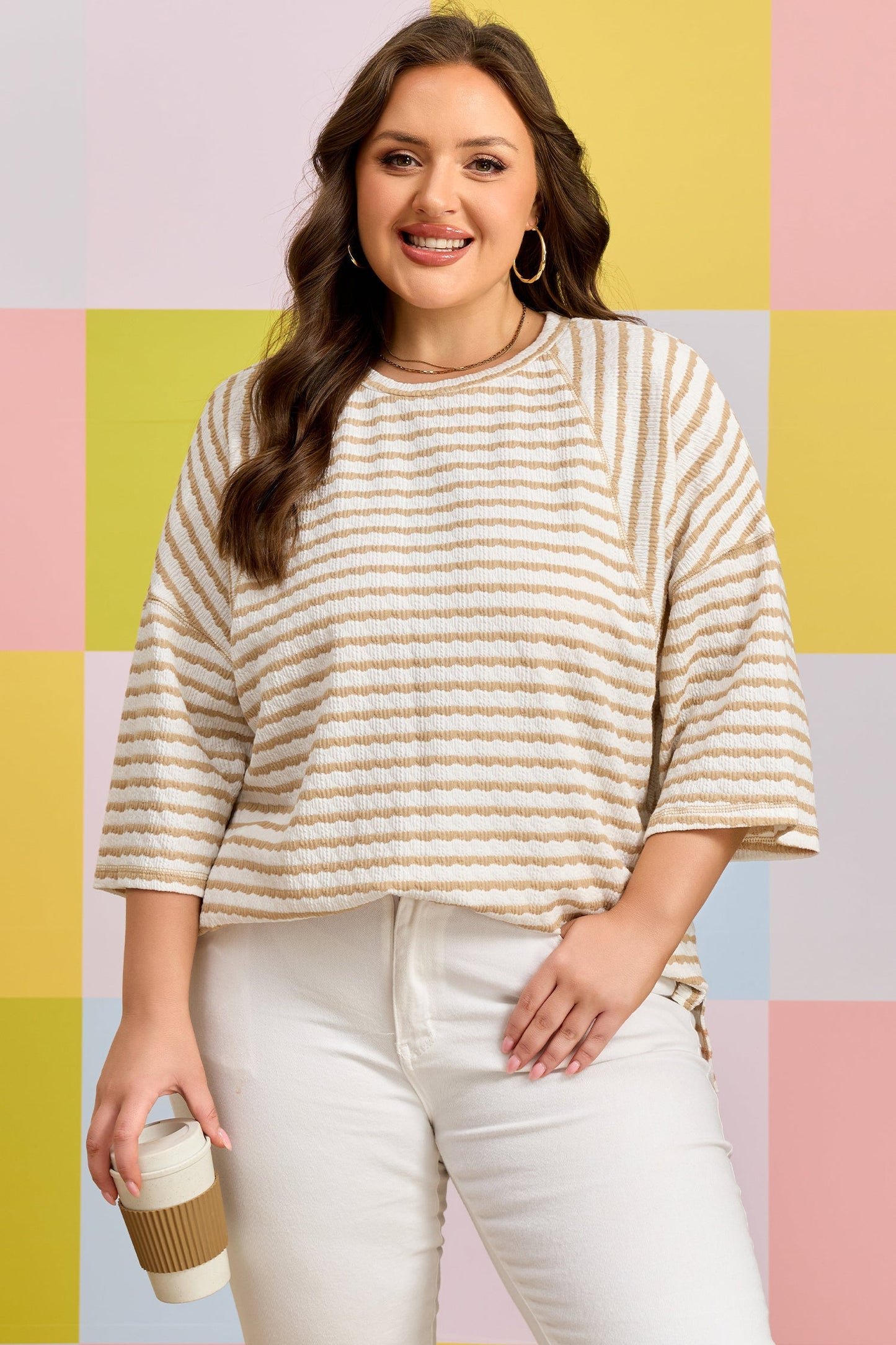 Threaded Pear Liv Detail Half Sleeve PLUS Top