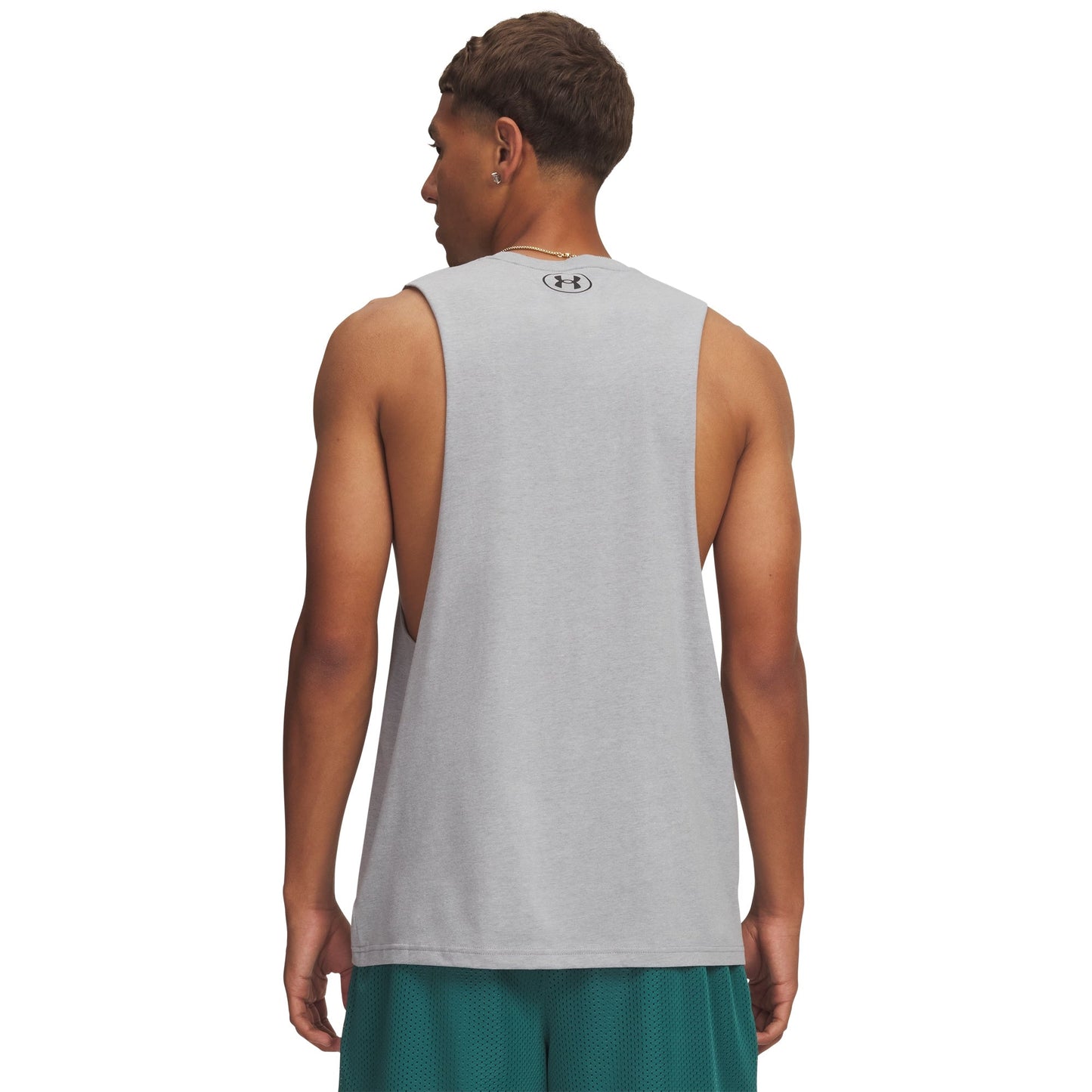 Under Armour Mens UA Left Chest Cutoff Tank Top - Steel Light Heather/Steel