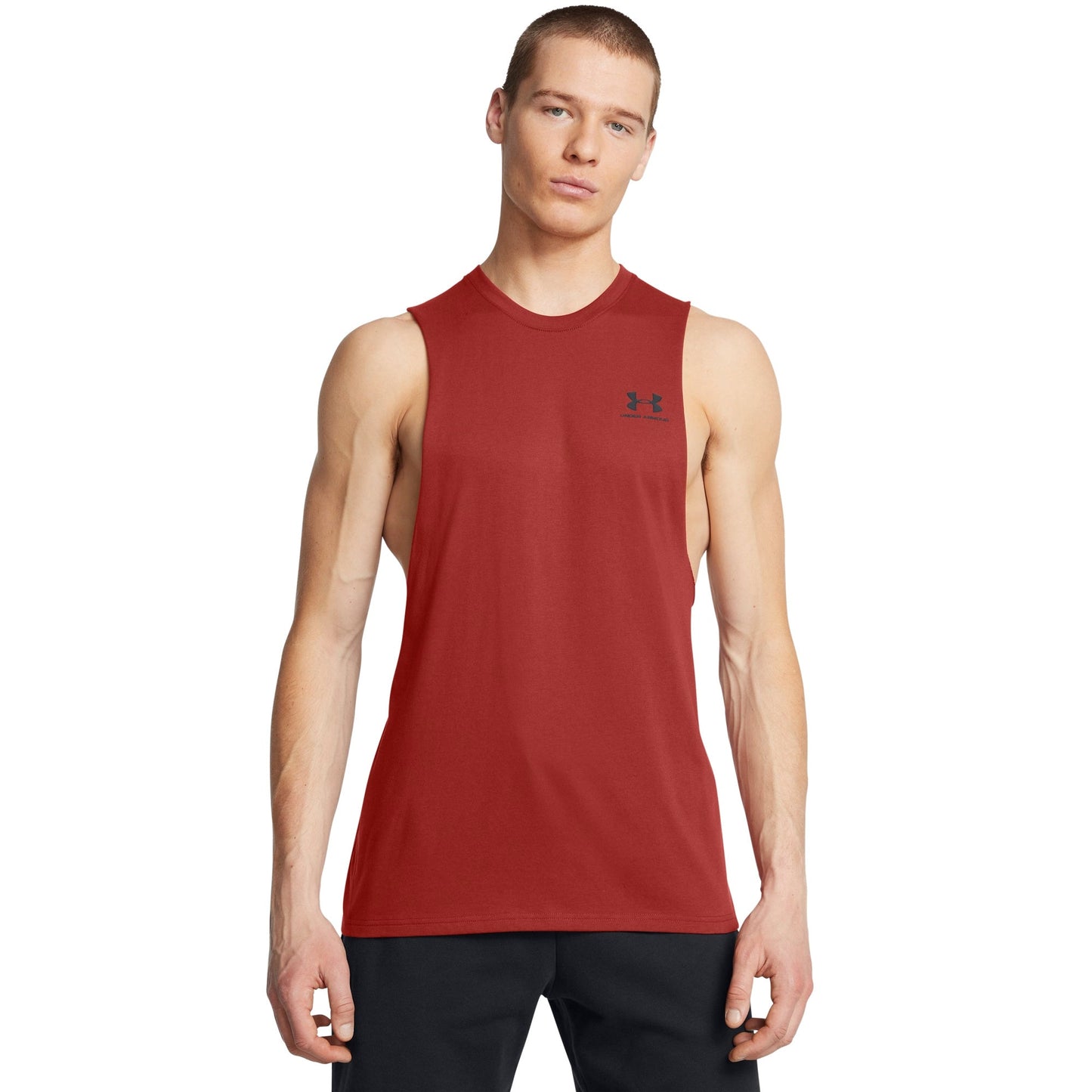 Under Armour Mens UA Left Chest Cutoff Tank Top - Marroom