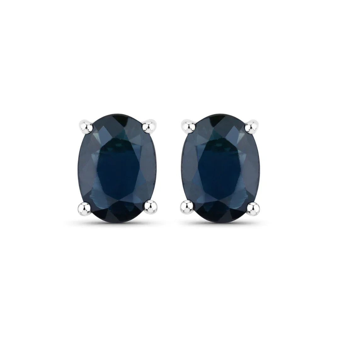 1.90 Ct Oval Blue Sapphire Prong 10K Gold Stud Earrings