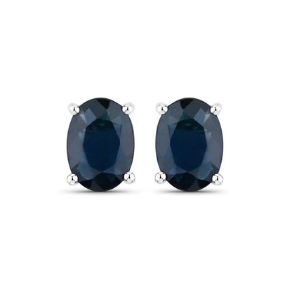 1.90 Ct Oval Blue Sapphire Prong 10K Gold Stud Earrings