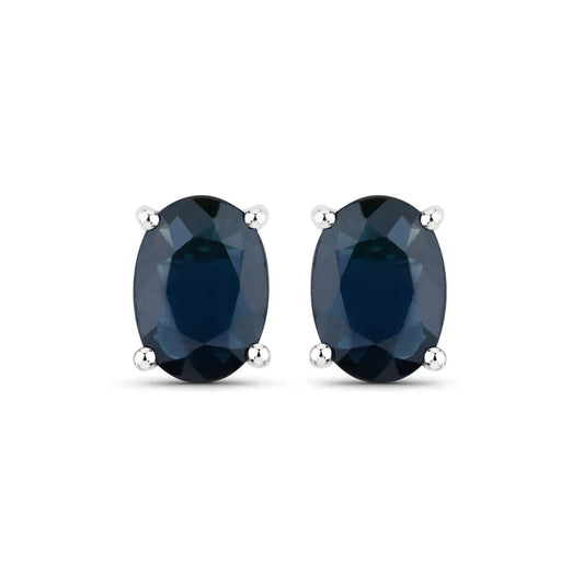 1.90 Ct Oval Blue Sapphire Prong 10K Gold Stud Earrings