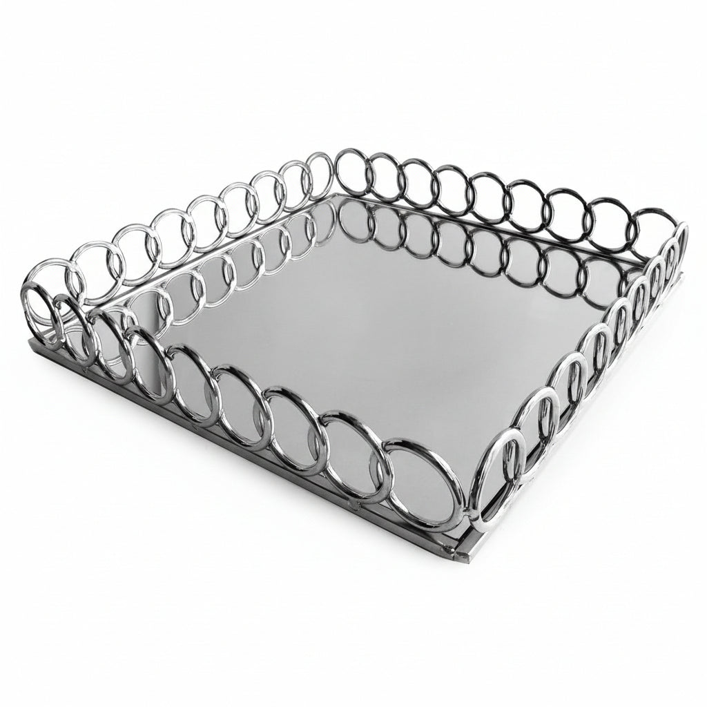 Silver Looped Mirror Tray 15"D by Jay Companies
