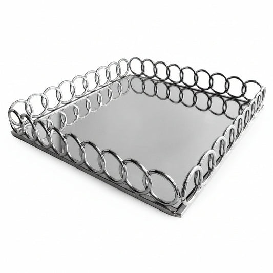 Silver Looped Mirror Tray 15"D by Jay Companies