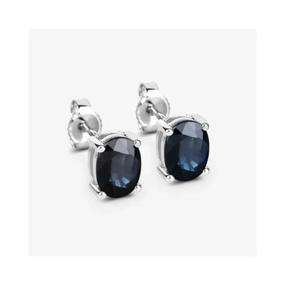 1.90 Ct Oval Blue Sapphire Prong 10K Gold Stud Earrings