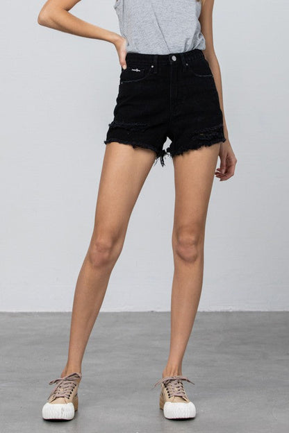 Denim Lab USA | High Rise Denim Black Shorts