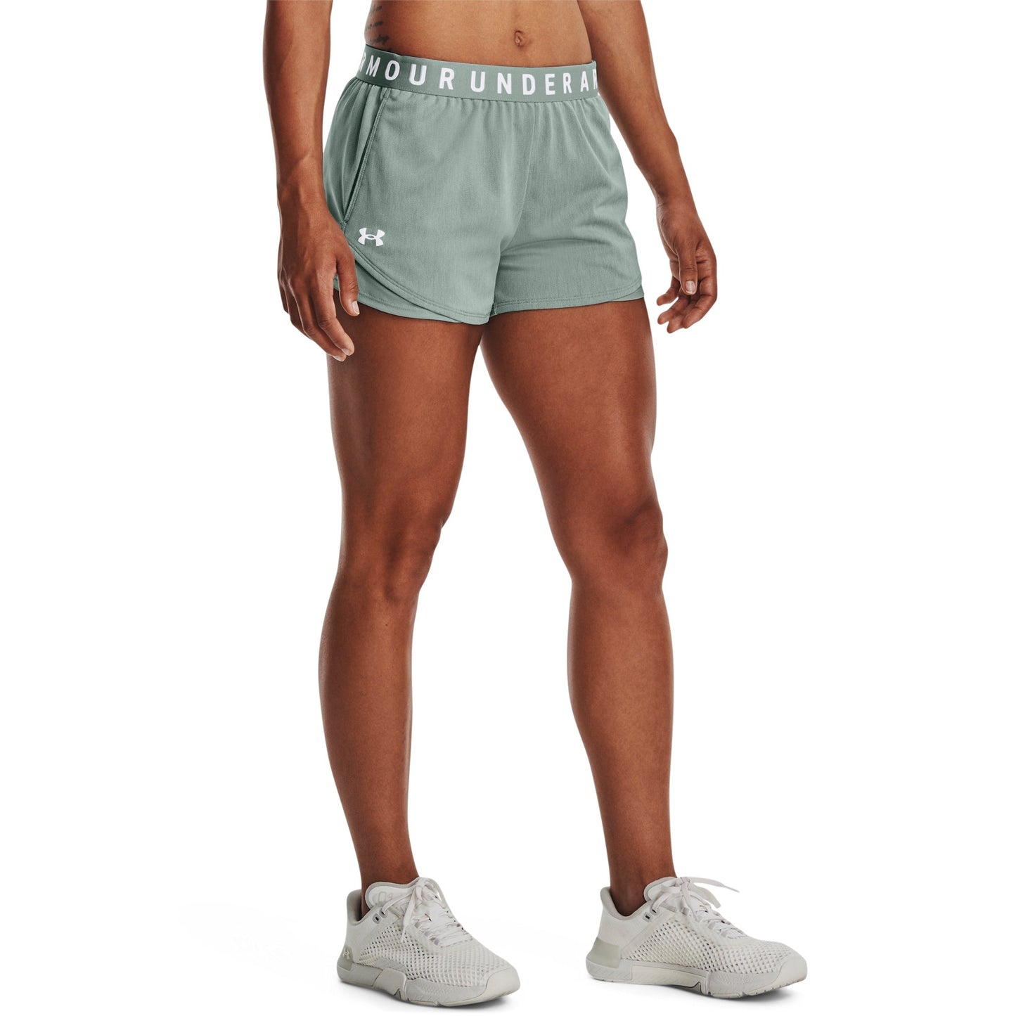 Under Armour Womens UA Play Up 3.0 Twist Shorts - Green Light/Charcoal