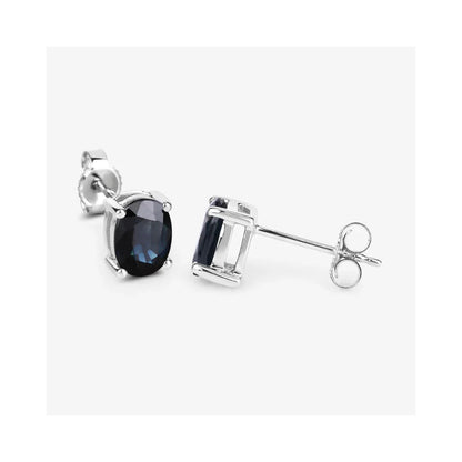 1.90 Ct Oval Blue Sapphire Prong 10K Gold Stud Earrings