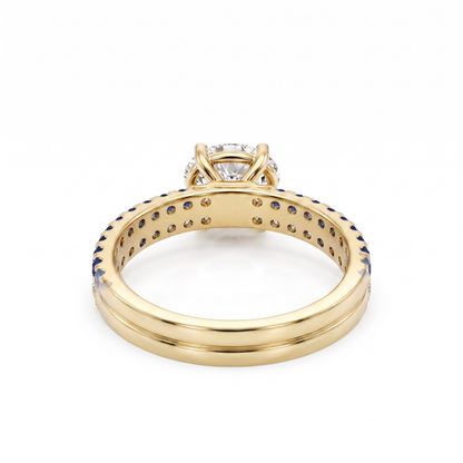 1.27 Cttw Oval Lab Grown Diamond Double Row Pave Band 14k Yellow Gold Engagement Ring
