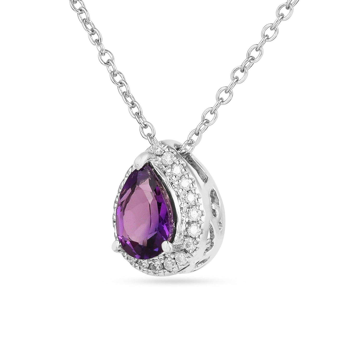 Natural Amethyst Teardrop Pendant Necklace