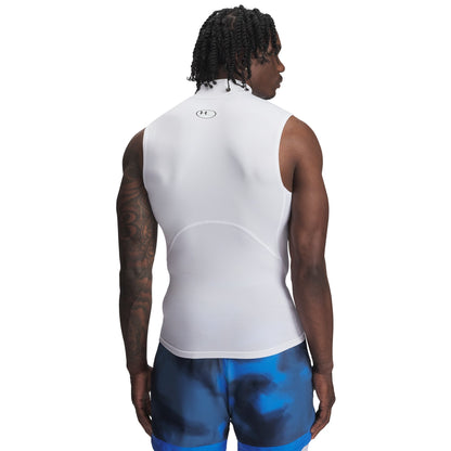 Under Armour Mens UA Heatgear Compression Mock Sleeveless - White