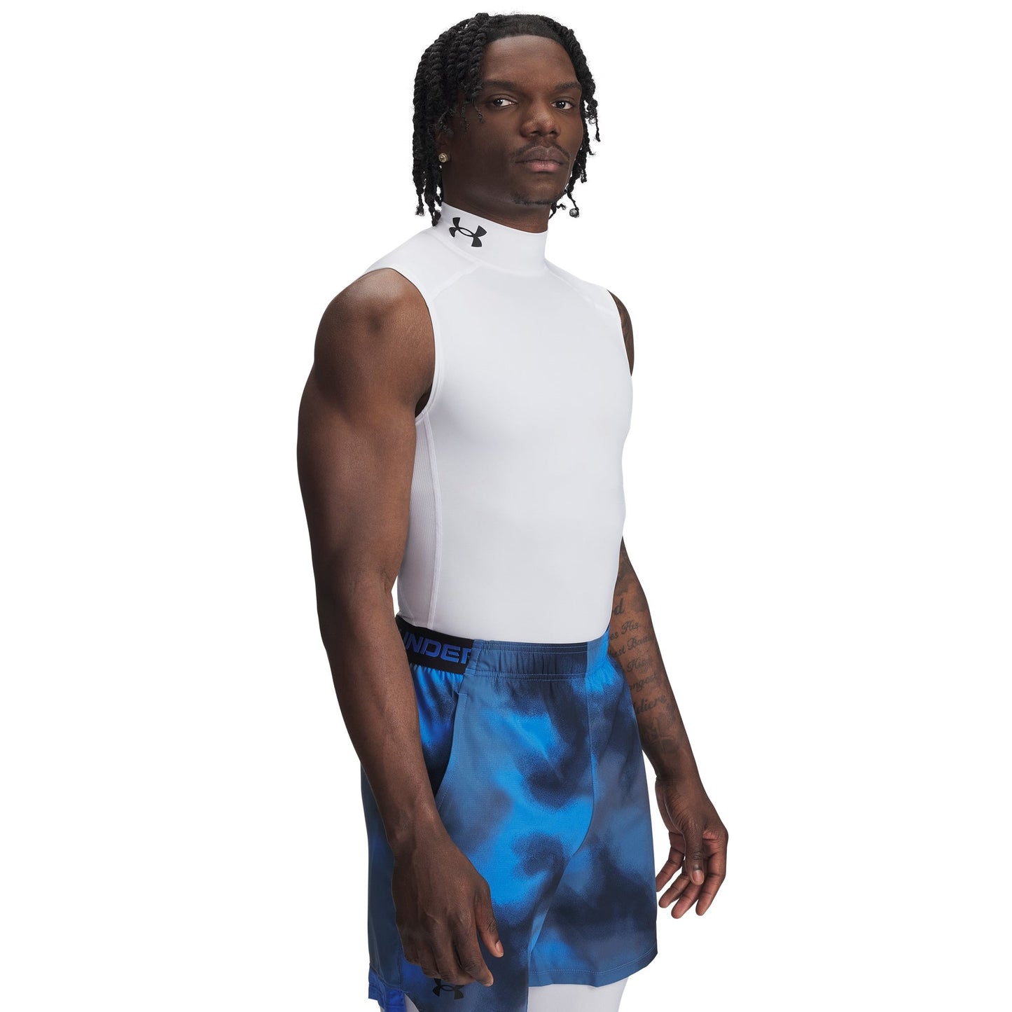 Under Armour Mens UA Heatgear Compression Mock Sleeveless - White
