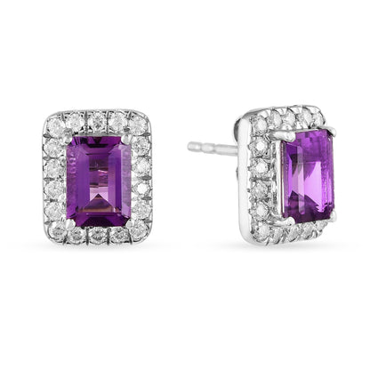 Natural Amethyst Octagon  Stud Earrings