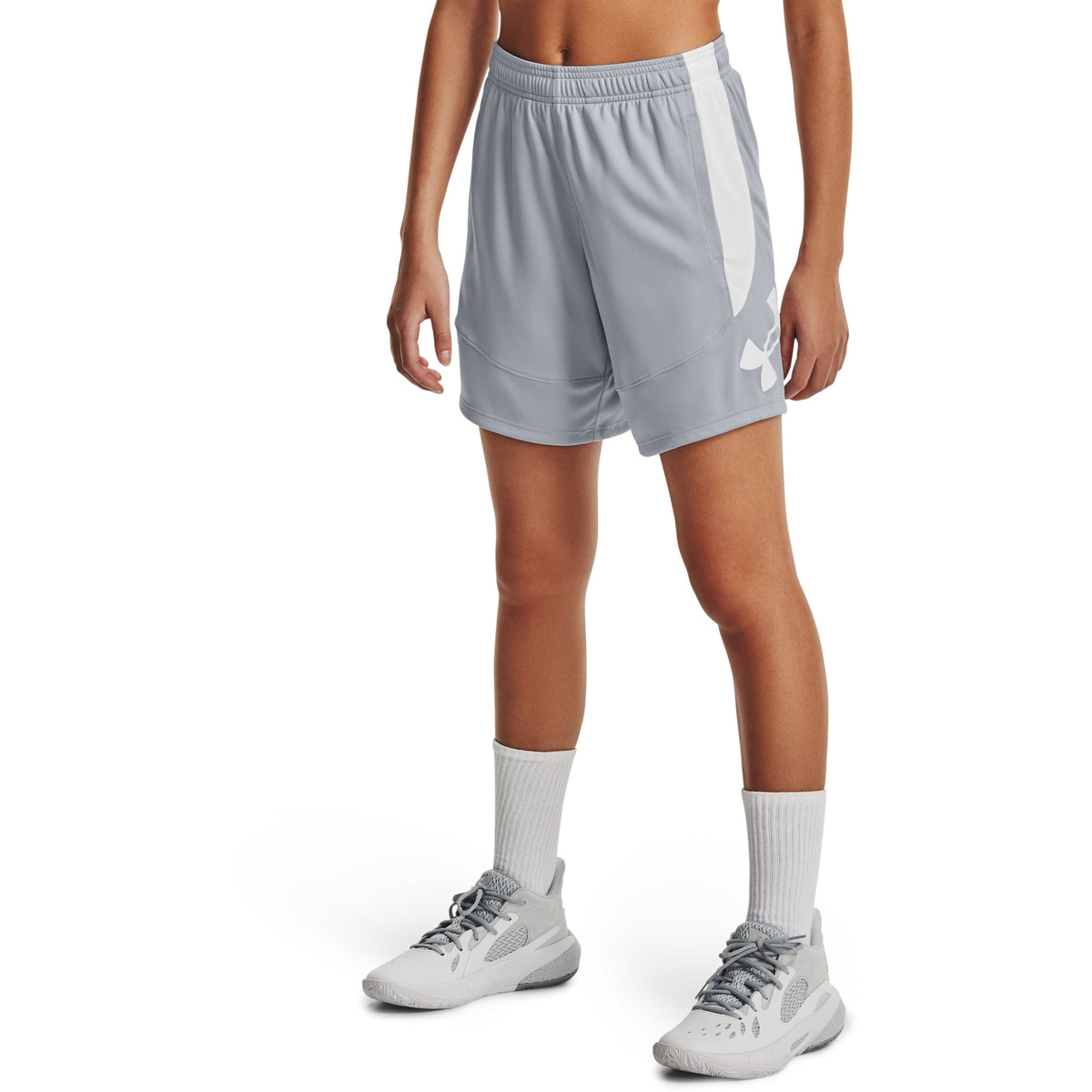 Under Armour Womens UA Colorblock 6'' Basketball Shorts - Gray