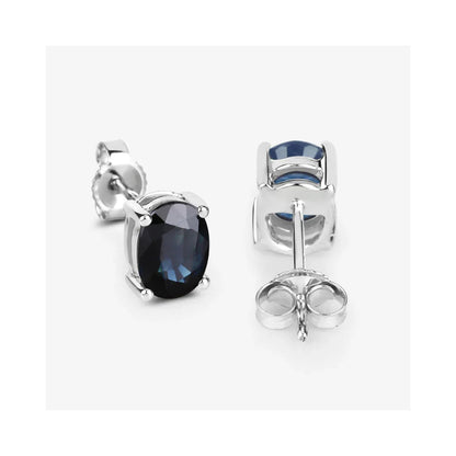 1.90 Ct Oval Blue Sapphire Prong 10K Gold Stud Earrings