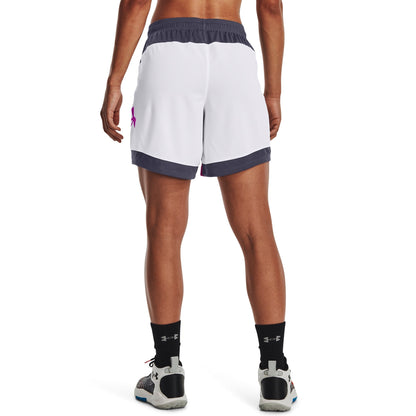 Under Armour Womens UA Basketball Baseline 6" Shorts - Purple/White