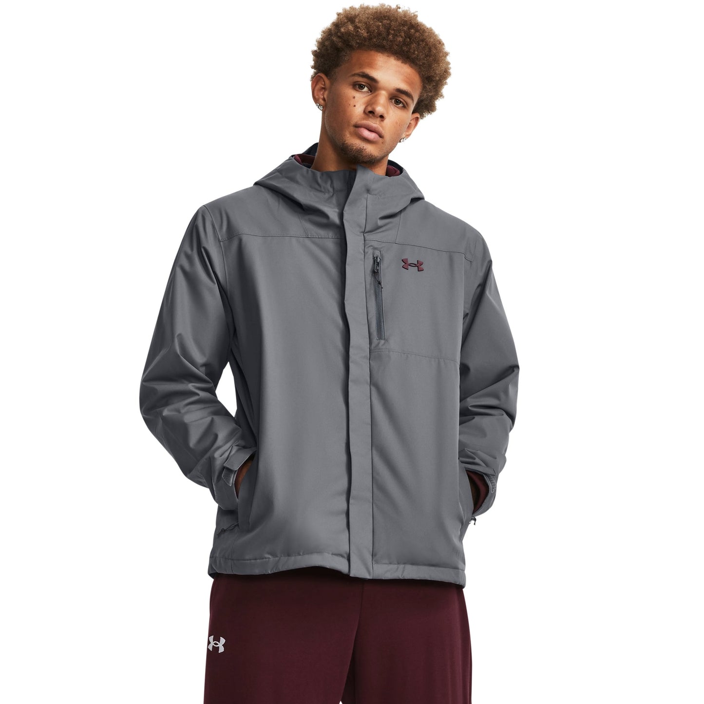 Under Armour Mens UA Porter 3-In-1 Jacket - Pitch Grey/Dark Maroon