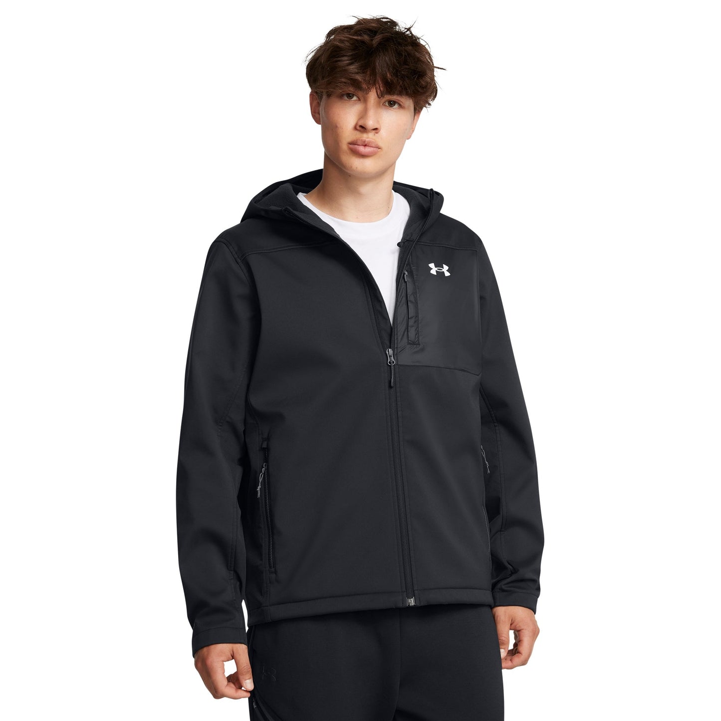 Under Armour Mens UA Shield Hooded Jacket - Black/White