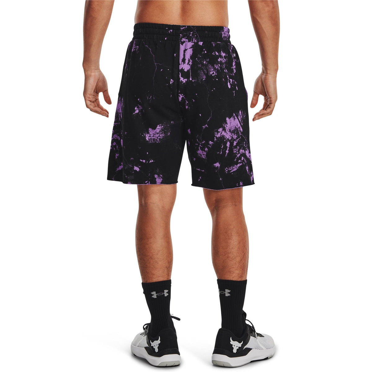 Under Armour Mens UA Project Rock Rival Fleece Shorts - Black/Purple