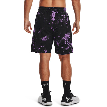 Under Armour Mens UA Project Rock Rival Fleece Shorts - Black/Purple