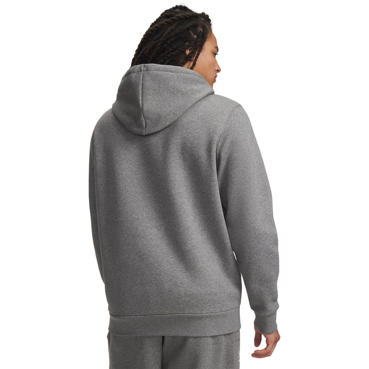 Under Armour Mens UA Icon Fleece Hoodie - Pitch Gray Medium Heather/White
