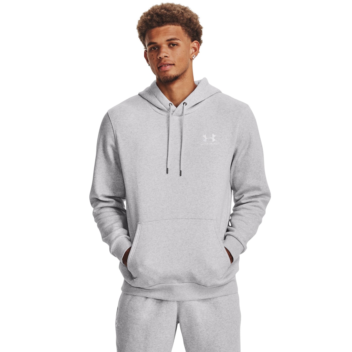 Under Armour Mens UA Icon Fleece Hoodie - Halo Grey/White