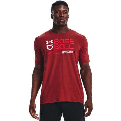 Under Armour Mens UA Woodmark Baseball Short Sleeve - Red
