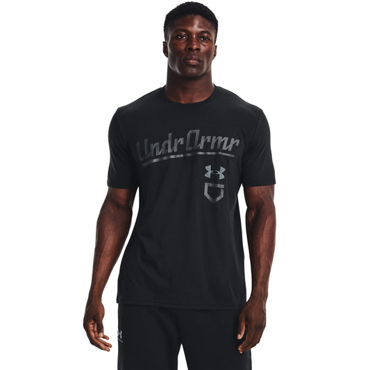 Under Armour Men's Baseball Script Short Sleeve T-Shirt - Black/Pitch Gray