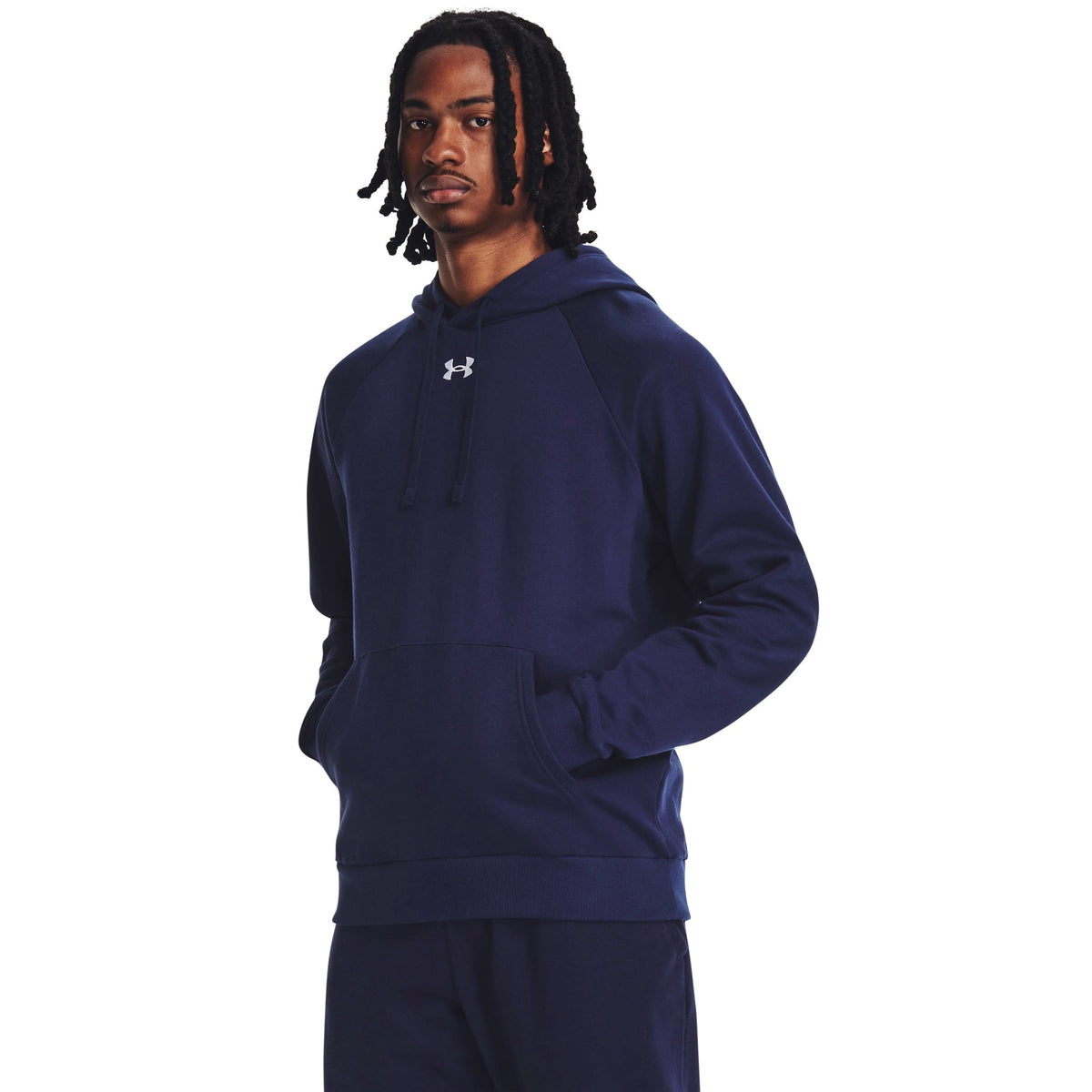 Under Armour Men's Rival Fleece Hooded Sweatshirt - Midnight Navy/White