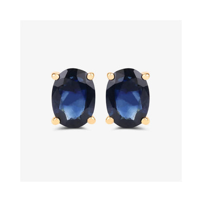 1.90 Ct Oval Blue Sapphire Prong 10K Gold Stud Earrings