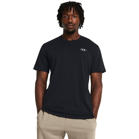 Under Armour Men's Heavyweight Low-Crown Patch Short Sleeve T-Shirt - Black/White