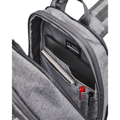 Under Armour Unisex Hustle 6.0 Backpack - Castlerock Full Heather, Castlerock, Metallic Silver